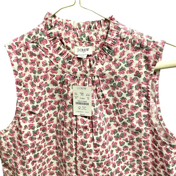 🎉HP🎉 J. Crew Buttom Ruffle Neck Sleeveless Summer Top (Size XS)0 - Picture 4 of 8